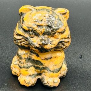 Yellow and Black Stone Tiger Figurine